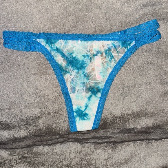 PINK Victoria's Secret Other - PINK Victoria's Secret Blue Tie-Dye Lace Thong